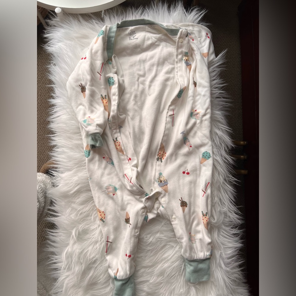 NEST DESIGN Cream Footed One-Piece with Ice Cream & Cherry Accents